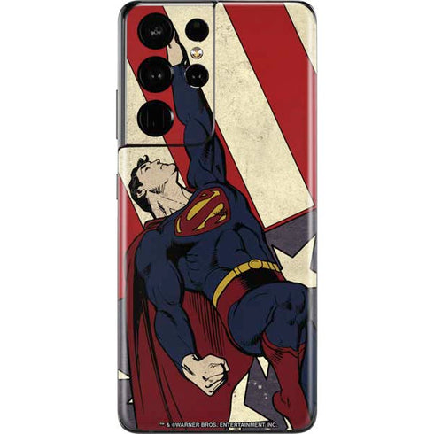 DC Comics Superman Vintage Pose American Flag Galaxy S21 Ultra 5G Skin